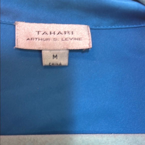 Tahari Blue Tie Front Blouse - Picture 2 of 6